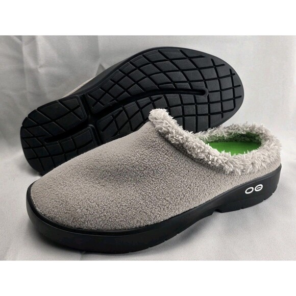 OOFOS OOcoozie Mule Shoes Mens 10 Tan Fleece Lined SlipOn Recovery Comfort Cabin main image 8